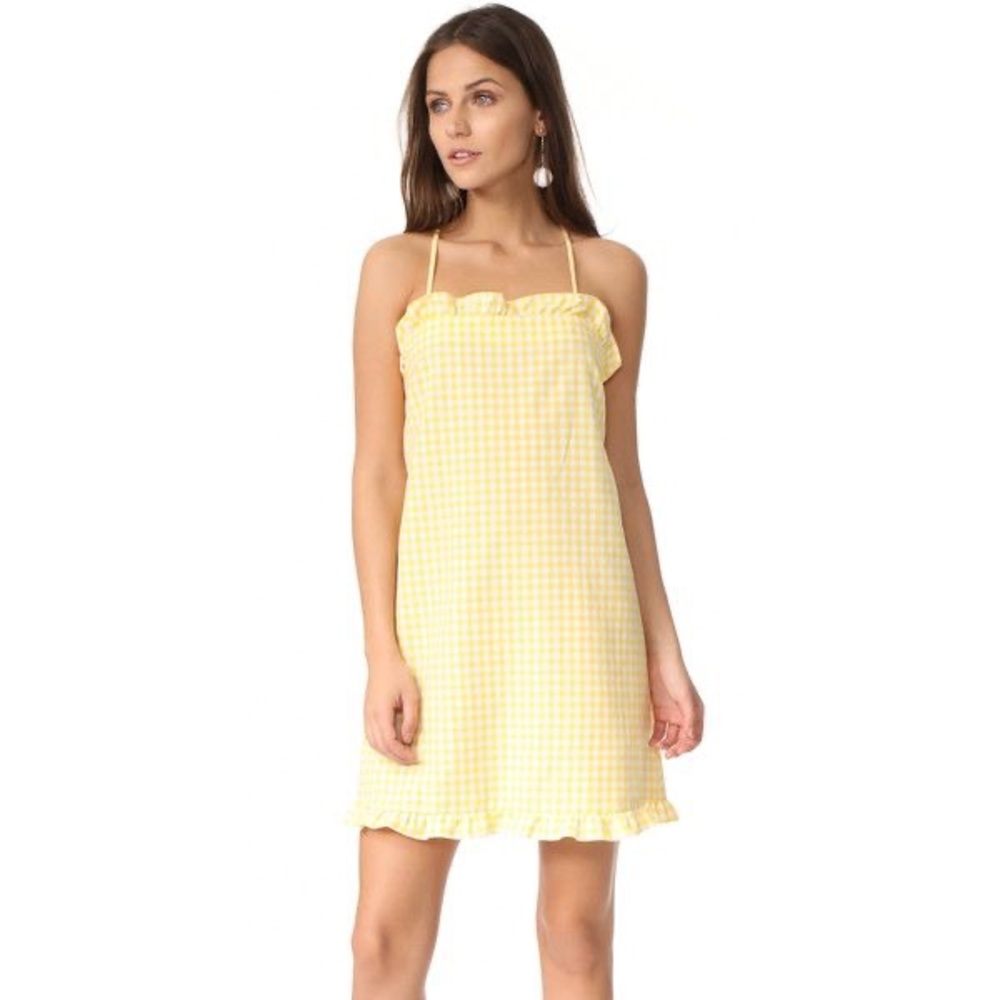 Amanda Uprichard Crete Yellow Gingham Dress - Size P - Picture 3 of 10
